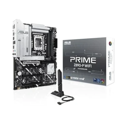 Bild av ASUS Intel PRIME Z890 P WIFI ATX moderkort, 14+1+2+1 (80A) effektsteg, DDR5 kortplatser, PCIe 5.0 med fullt stöd för nästa generations GPU:er, Thunderbolt 4 USB Type C port, Wi Fi 7, Q antenn