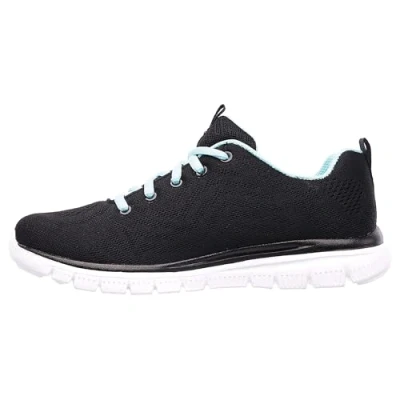 Bild av Skechers Graceful Get Connected dam Sneaker Låg topp tränare, Svart nät turkos trim, 38.5 EU