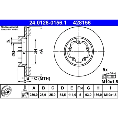 Bild av Bromsskiva Ate 24.0128 0156.1