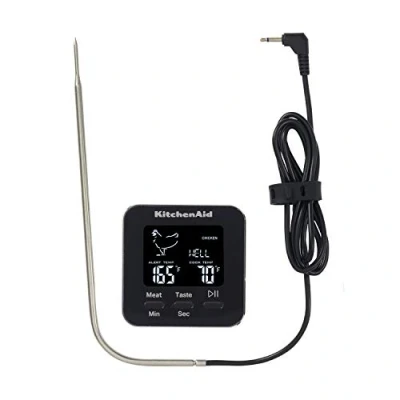 Bild av KitchenAid Digital Mattermometer med Sladd, 40 C till 250 C, Svart, 1,2 m KQ906G