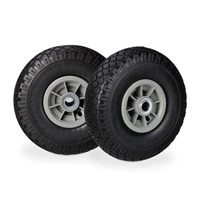 Bild av Relaxdays, svart grå 2 x säckkärrhjul, punkteringssäkra gummidäck, 3,00 4 tum, 20 mm axel, upp till 80 kg, 260 85 mm, 10026068_957