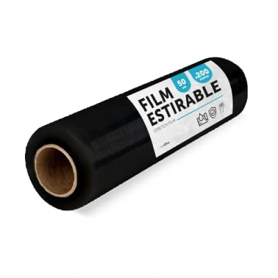 Bild av film svart för förpackning, plastskydd, färg flyttboxförpackning, skydda möbler och frakt, storlek 50 cm x 200 m sträckbar · office (svart, 1 st)