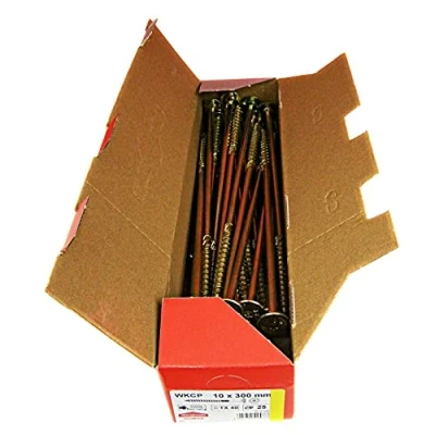 Bild av KLIMAS träskruvar Torx pan head skruvar TX Yellow plattskruvar trä set takkonstruktionsskruvar 10x300 mm 25 stycken