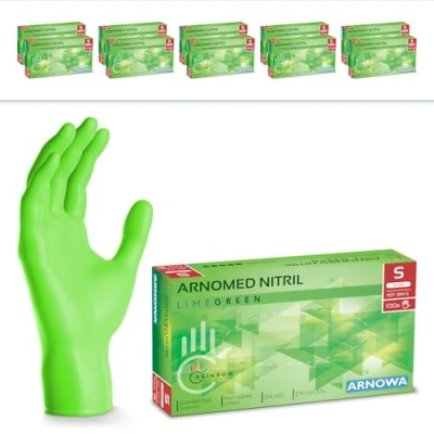 Bild av 2000x ARNOMED engångshandskar gröna, nitrilhandskar S, med 2000 st, puderfria, latexfria gummihandskar, finns i XS, M, L &amp; XL
