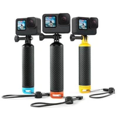 Bild av Sametop Flytande Handtagsgrepp Floaty Stick Vattentätt Handtags Tillbehör Kompatibel med GoPro Hero 13, 12, 11, 10, 9, 8, 7, 6, 5, 4, Session, 3+, 3, (2018), Max, DJI Osmo Actionkameror (Orange)