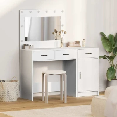 Bild av 2 delat sminkbord set med LED vit konstruerat trä