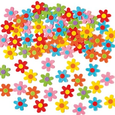 Bild av Baker Ross EV1563 Självhäftande filtblommor för pyssel barn, perfekt vår och karneval 60 stycken, 3 cm