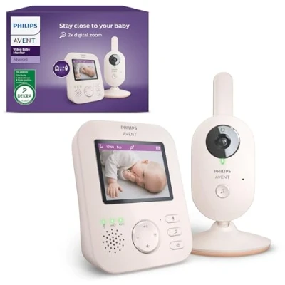Bild av PHILIPS Avent babymonitor med avancerad kamera, 1080p säker videobabymonitor, 2,8 tums skärm, 2 vägs zoom, mörkerseende, intercom, vaggvisor, (modell SCD881/26)