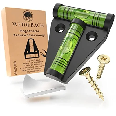 Bild av WEIDEBACH® Magnetische T Wasserwaage, Kreuzwasserwaage, kleine zwei Wege Pyramiden Wasser Waage klein, für Wohnmobil