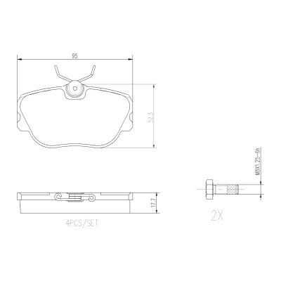 Bild av BREMBO P 71 004 Jeu de plaquettes frein contact signal d&#039;usure exclu avec vis d&#039;étrier sans accessoires SAAB: 900 I Combi Coupe