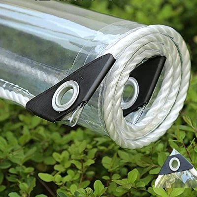 Bild av Vattentät transparent PVC presenning med öljetter, väderbeständig presenning, slitstark vikbar baldakin, 0,35 mm, regnskydd, för trädgårdsmöbler, växter, växthus, husdjur, hytta, tak (1 x 1,5 m (3,3 4,9 fot))