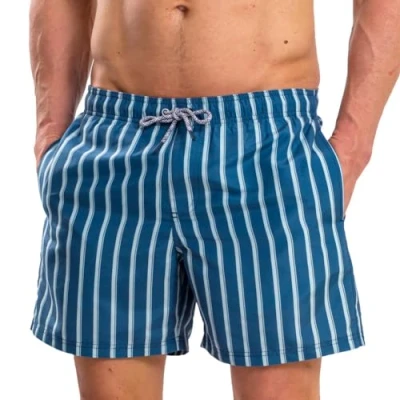 Bild av RIPT Performance Herrar Essentials Quick Dry UV 50 Solskydd Badshorts Badbyxor,Marinblå randig, M