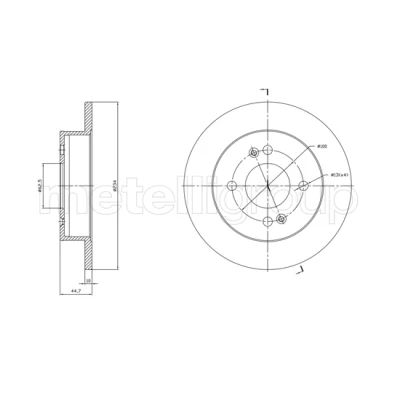 Bild av METELLI 23 1761C Disque de frein 234,0 10,0 4 62,5 plein peint HYUNDAI: i10 I, II 3/5 portes