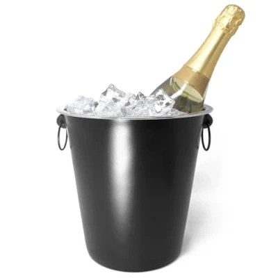 Bild av COM FOUR® champagnekylare med handtag elegant, smidig svart design perfekt för att kyla mousserande vin, vin och champagne tillbehör varje evenemang (1 st svart)