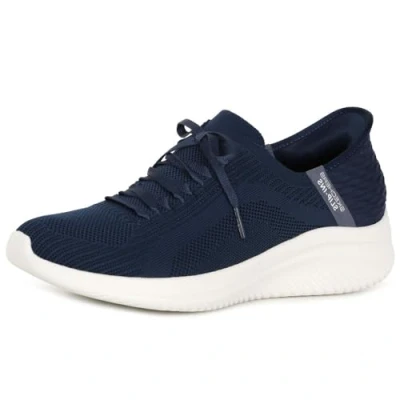 Bild av Skechers Ultra Flex 3.0 Brilliant Path dam Sneaker, Marinblå stickad mint trim, 39.5 EU