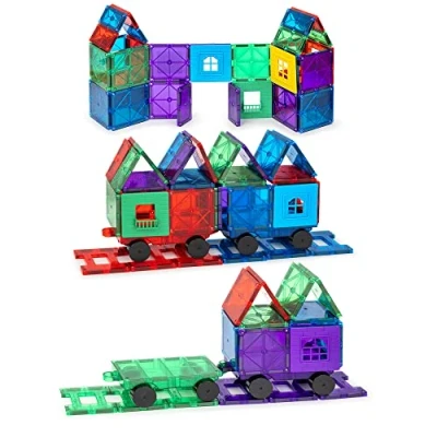Bild av Playmags 50 Piece Tillbehörs Set: Nu med starkare magneter, robust, super tålig Vivid Clear Color Tiles