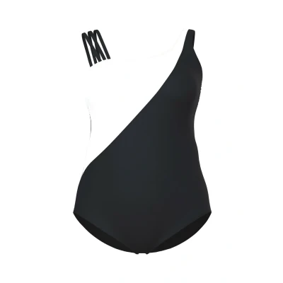 Bild av Ulla popken damer stora storlekar överdimensionerade plus size baddräkt Fabienne, one shoulder, färgblock, svart, 44 SE