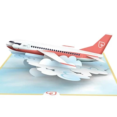 Bild av papercrush® popup kort flygplan 3D semesterkupong för flygresor, kupongkort eller förpackning flygbiljetter, pengagåva resekassan och semesterpengar, avskedspresent till utlandsåret