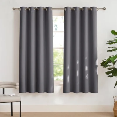Bild av Pony Dance 2 stycken gardiner med öljetter H 175 x B 140 cm mörkläggningsgardiner grå termisk gardin ogenomskinlig för sovrum och vardagsrum