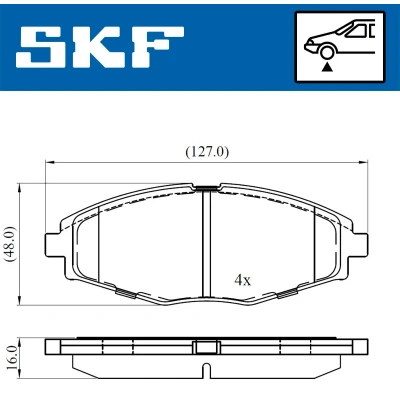 Bild av SKF VKBP 80532 Jeu de plaquettes frein non préparé pour indicateur d&#039;usure CHEVROLET: Matiz, DAEWOO: Lanos 3/5 portes, Berline