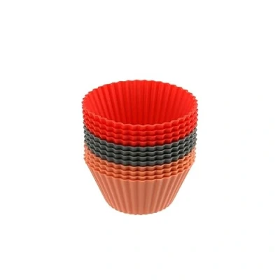 Bild av Dr. Oetker silikonmuffinsformar, 1 x 12 set, grå, röd