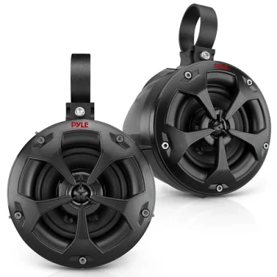 Bild av Pyle PLUTV41BK 2 vägs dubbla vattentäta off road högtalare, 10 cm (4 tum) 800 watt marin kvalitet Wakeboard tornhögtalarsystem, full räckvidd utomhusljud stereohögtalare för ATV, UTV, Quad, Jeep, båt