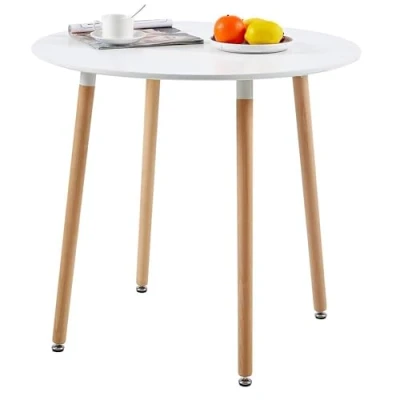 Bild av H.J WeDoo Runt skandinaviskt matbord diameter 80 cm modern nordisk stil i trä, vit
