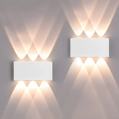 Bild av FUPE 2 pack Utomhus/inomhus LED vägglampa utomhus 12 W 1 200 lm ip65 modern vattentät aluminium upp och ner spotlight (vit 3 000 k varmt ljus)
