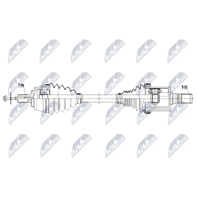 Bild av NTY NPW VV 166 Drivaxel framaxel vänster 561mm Automat