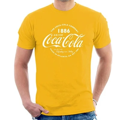 Bild av Coca Cola Retro logotyp vit text herr T shirt, Guld, XL