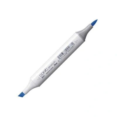 Bild av COPIC sketch märkpenna typ B 41, pulverblå, professionell penselmarkör, med en superpenselspets och mediumbrun spets