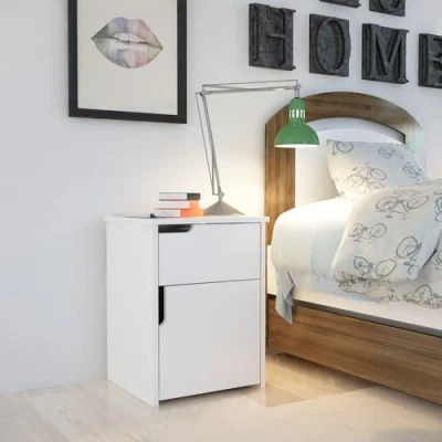 Bild av Sängbord Dumö 40 cm med Förvaring 2 Skåp Vit
