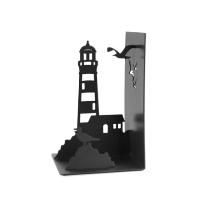 Bild av Balvi Fermalibri Lighthouse Klassisk svart färg utsikt över kusten: fyr och måsar metall
