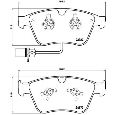 Bild av BREMBO P 05 003 Jeu de plaquettes frein contact signal d&#039;usure inclus avec clip piston sans accessoires BENTLEY: Continental GT, Flying Spur