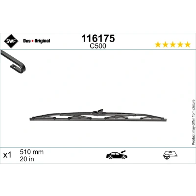 Bild av Balai d&#039;essuie glace Swf 116175 510mm conventionnel 20Pouce RENAULT: CLIO 2, Kangoo I, 1, PEUGEOT: 306 3/5 portes