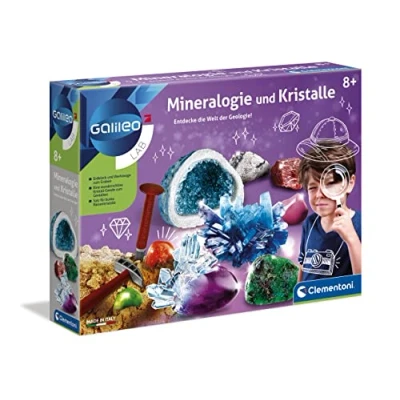Bild av Galileo Lab Mineralogy och kristaller utgrävningsset lek för barn från 8 år inklusive gravverktyg kristallgeod, 59005 Clementoni