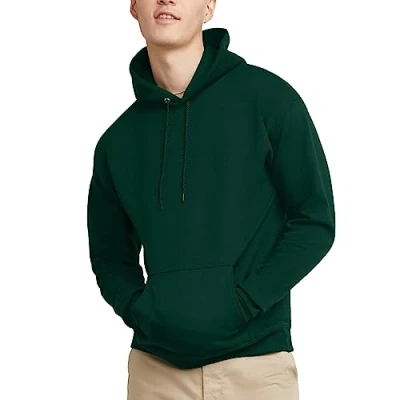 Bild av Hanes EcoSmart huvtröja för män, medelvikt fleece, pullover med huva, djup skog, S