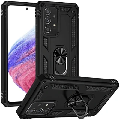 Bild av Verco Hybrid Armor Shield Case för Samsung Galaxy A53 5G, extremt robust med magnetisk fingerringhållare, mobiltelefonfodral 5G pansarfodral, svart