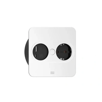 Bild av Rutab 946.205 Eluttag fyrkant, USB A/C, avtagbart lock Vit