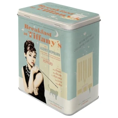 Bild av Nostalgic Art Förvaringsburk i retrostil L, Breakfast at Tiffany&#039;s Presentidé för nostalgiälskaren, Stor kaffeburk av plåt, Deko vintagedesign, 3 l