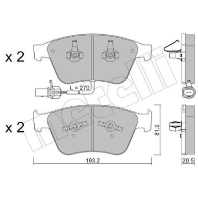 Bild av METELLI 22 1253 0 Jeu de plaquettes frein contact signal d&#039;usure inclus BENTLEY: Continental GT