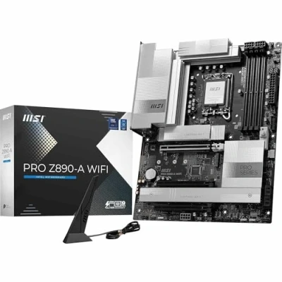 Bild av MSI PRO Z890 A WIFI moderkort, ATX Stöder Intel Core Ultra Processorer (serie 2), LGA 1851 90A SPS VRM, DDR5 Memory Boost (9066+ MT/s OC), PCIe 5.0 x16 och 4.0 x16, M.2 Gen5, Wi Fi 7, 5G LAN
