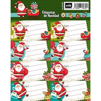 Bild av Grupo Erik: Julklistermärken Pack 16 etiketter, som kan användas julklappsetiketter för att anpassa presenter, färgglada självhäftande etiketter