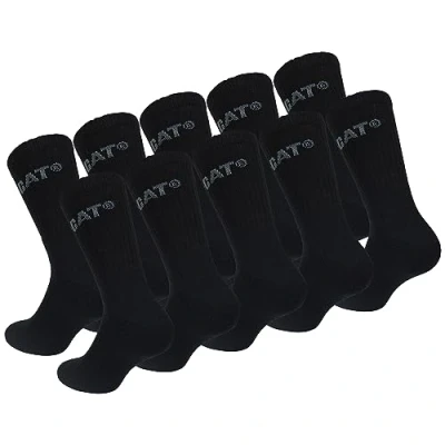 Bild av Caterpillar Performance Socks 10 par herrstrumpor, innersula och spindel av svamp, förstärkt spets häl, bomull, svart, 39 42 EU