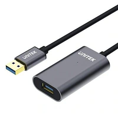 Bild av UNITEK 10 meter förlängningskabel med förstärkare USB 3.1 Gen1 │ repeaterkabel signalförstärkare och strömförsörjning│ A hane till hona 5 Gbit/s, plug&amp;play│ aluminium