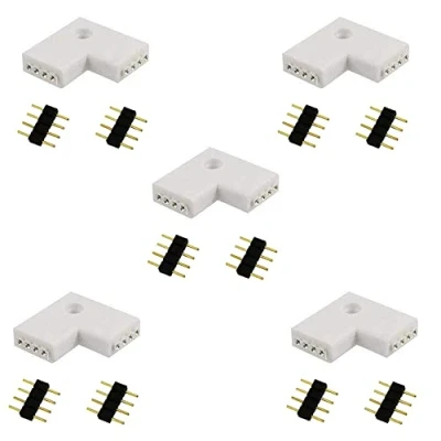 Bild av Litao fodral Elek 5 st 4 stift L form RGB LED remsa anslutning snabb delare tejp rät vinkel hörn kontakt flex TV bakgrundsbelysning bandrep adapter för SMD 5050 3528 2835 flexibel lampa