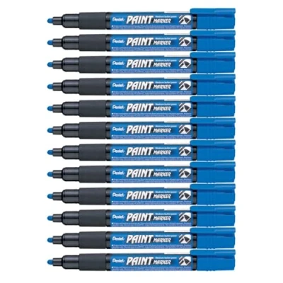 Bild av Pentel MMP20 CO permanent markör 2,0 mm rund spets lackmarkör, 12 stycken, blå