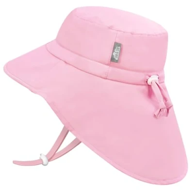 Bild av Jan &amp; Jul flicka snabbtorkande solhatt med nackskydd för simning, strandhatt småbarn och barn (L: 25 år, Rosa sorbet), sorbet, 2 5 år