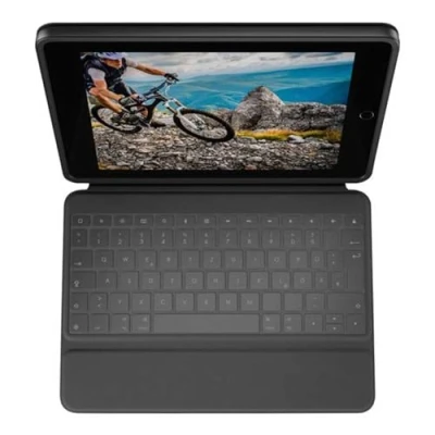 Bild av Logitech Rugged Folio för iPad (10:e generationen) skyddande tangentbordsfodral med Smart Connector samt hållbart och spillsäkert tangentbord German layout
