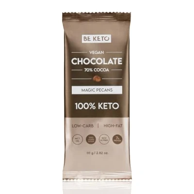 Bild av Be Keto choklad + MCT Oil Mörk med Pecannötter Bar 90 g Sockerfri Diet Lågkolhydratvänlig